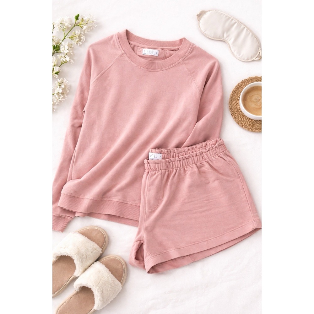 Lake Pajamas Relax Shorts Set XL French Terry Modal Lounge Quiet Luxury Rose